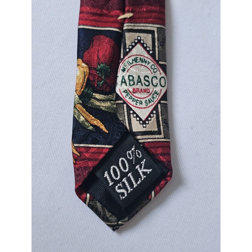 Tabasco Brand  100% Silk Necktie Quilt Pattern And Harvest Vegetables